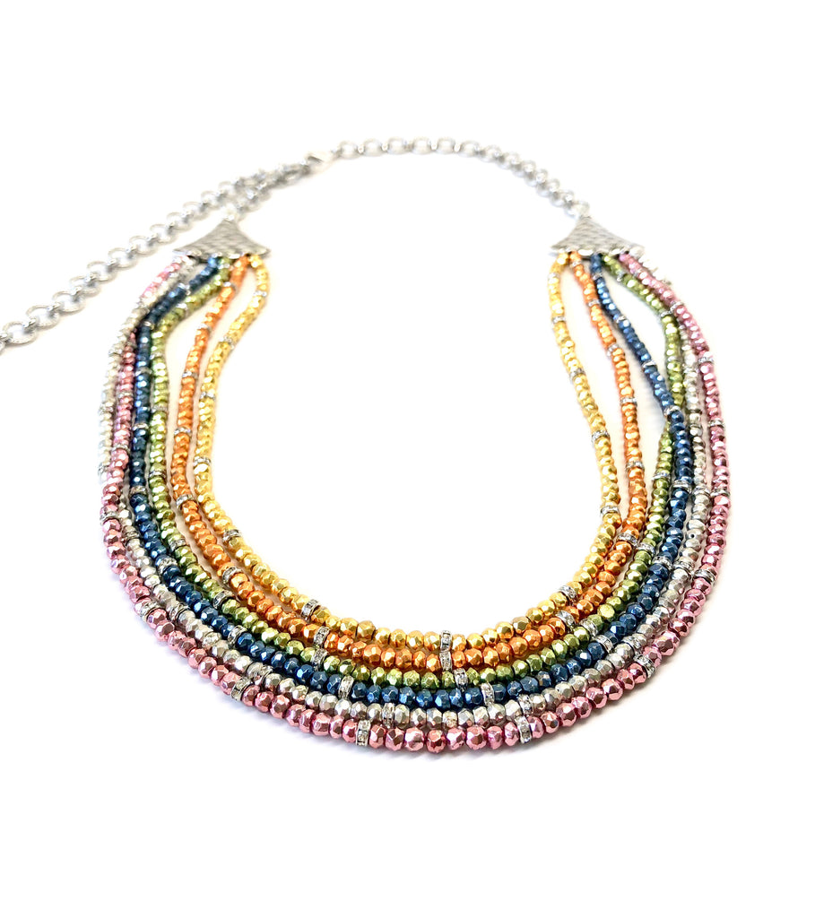 6-Strand Rainbow Pyrite Necklace