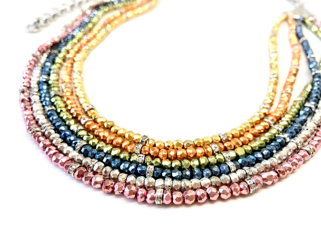 6-Strand Rainbow Pyrite Necklace