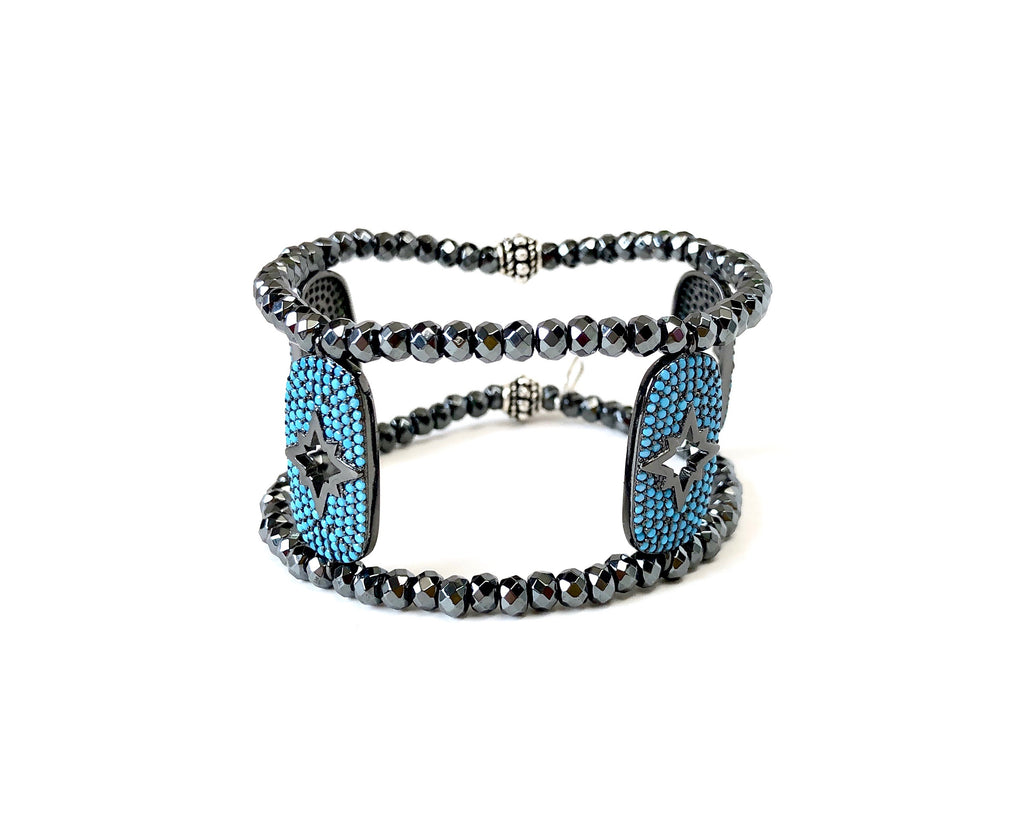 Turquoise Charm with Starburst Cutout Cuff Bracelet