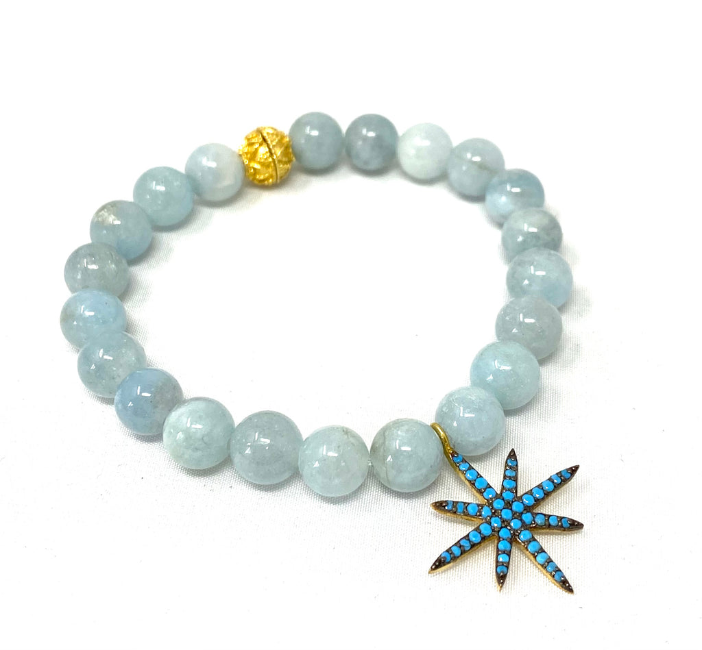 Turquoise star and aquamarine bracelet